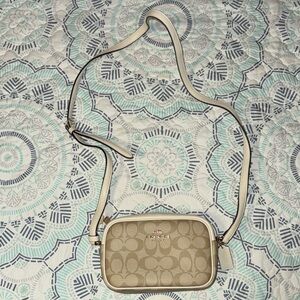Coach Beige and White Crossbody Bag